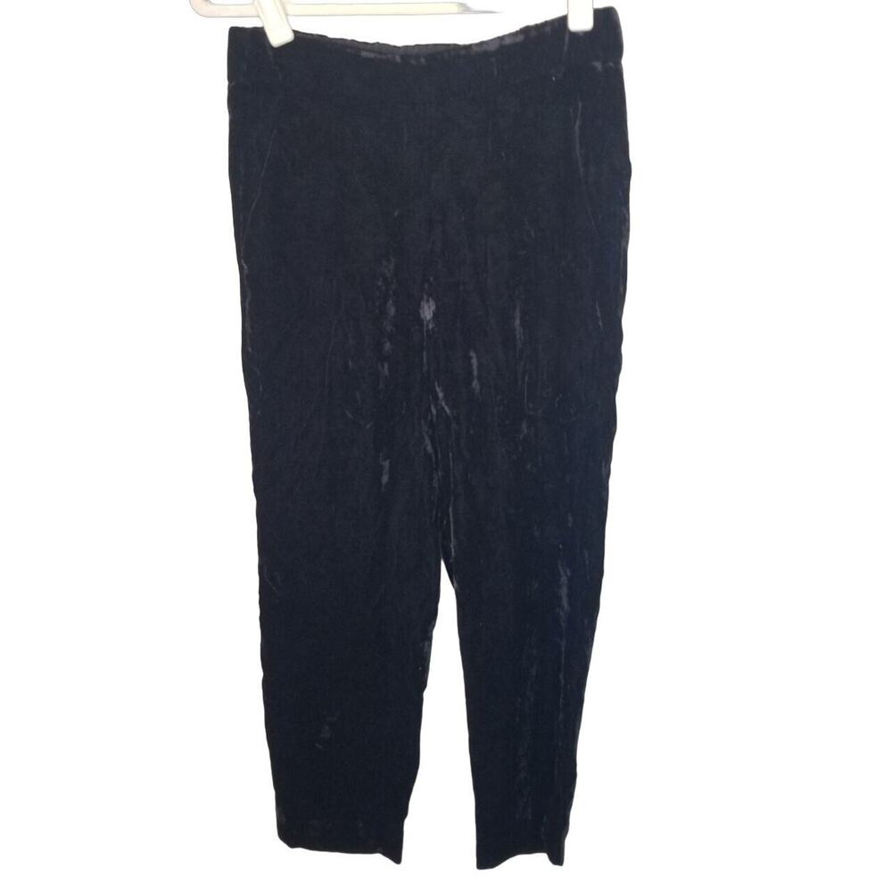 J. Crew Womens Crushed Velvet Pull On Cropped Trouser Pants Sz 0 Mid Rise Black